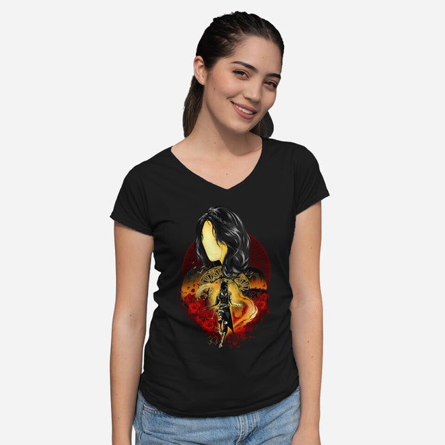 Scholar And Mage Expeditioner-Womens-V-Neck-Tee-hypertwenty