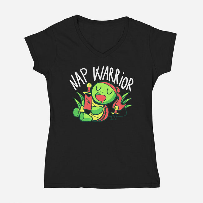 Nap Warrior-Womens-V-Neck-Tee-FunkVampire