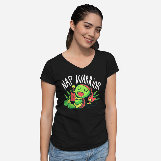 Nap Warrior-Womens-V-Neck-Tee-FunkVampire