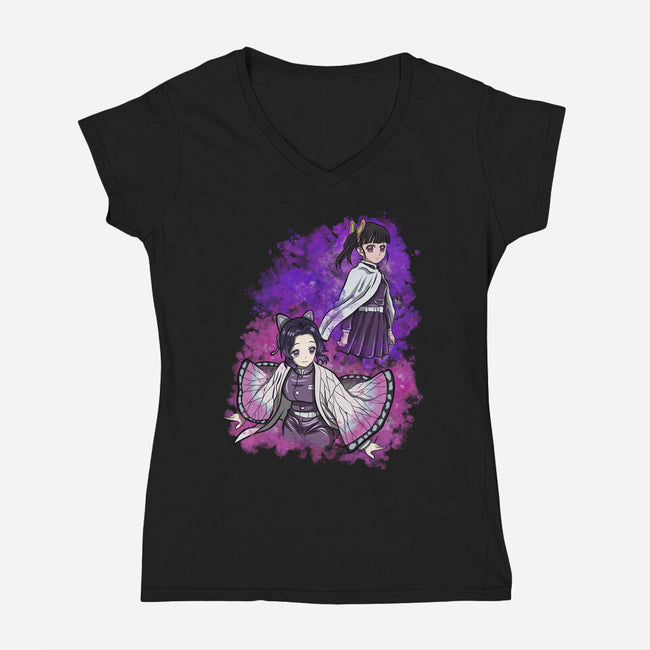 Butterfly Slayer-Womens-V-Neck-Tee-nickzzarto