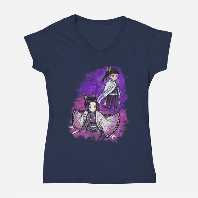 Butterfly Slayer-Womens-V-Neck-Tee-nickzzarto