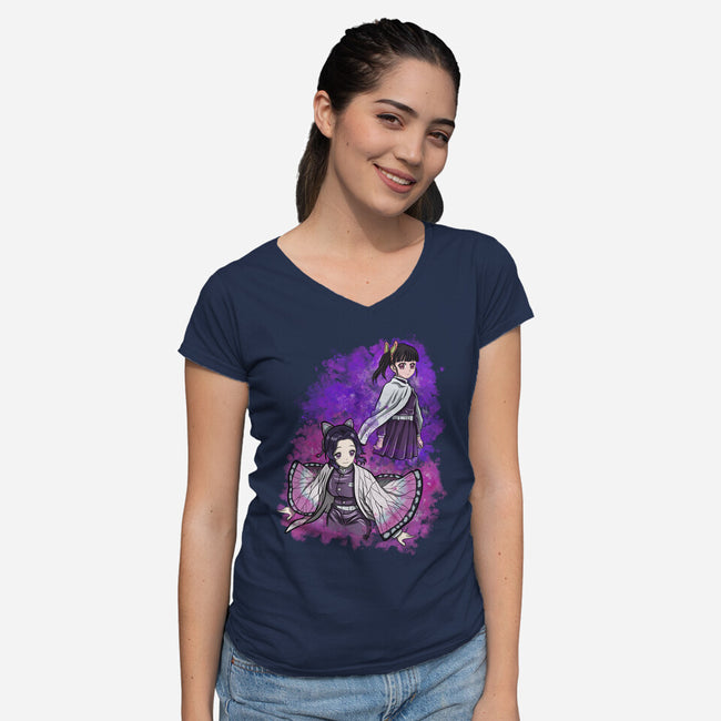 Butterfly Slayer-Womens-V-Neck-Tee-nickzzarto