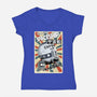 Retro Spaceship-Womens-V-Neck-Tee-fanfabio