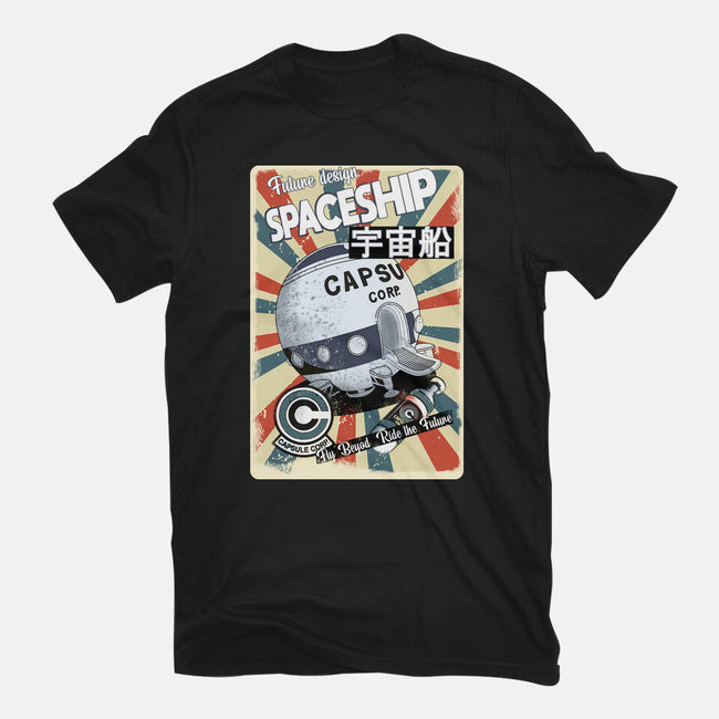 Retro Spaceship-Womens-Fitted-Tee-fanfabio
