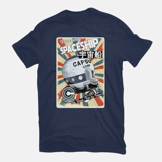 Retro Spaceship-Womens-Fitted-Tee-fanfabio