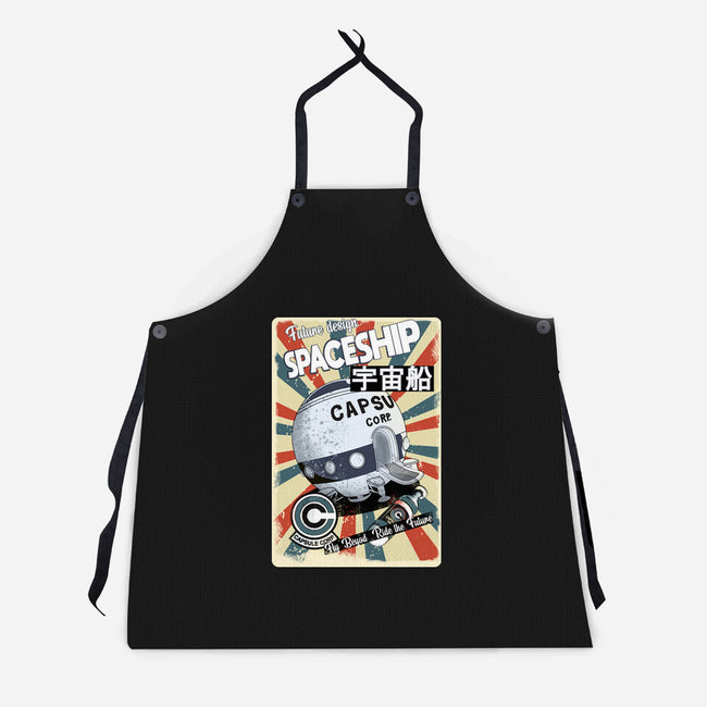 Retro Spaceship-Unisex-Kitchen-Apron-fanfabio