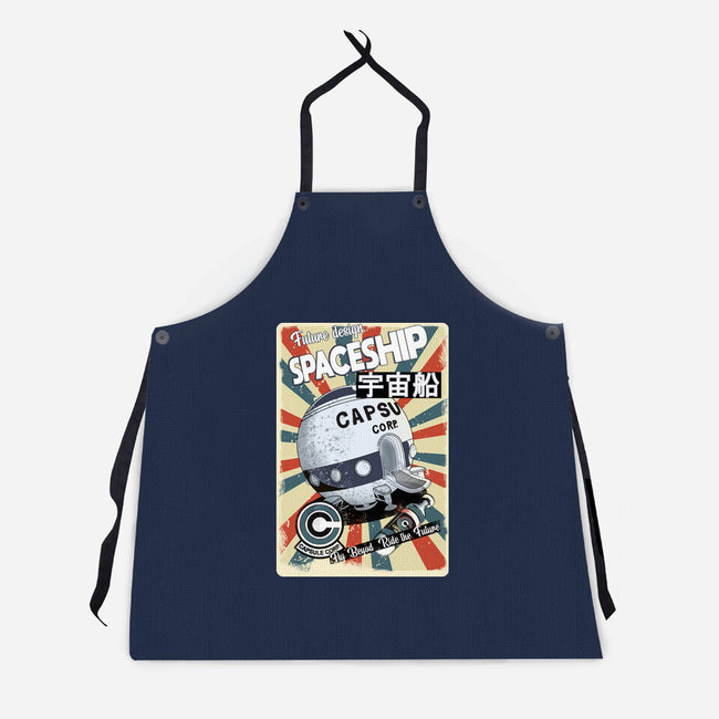 Retro Spaceship-Unisex-Kitchen-Apron-fanfabio