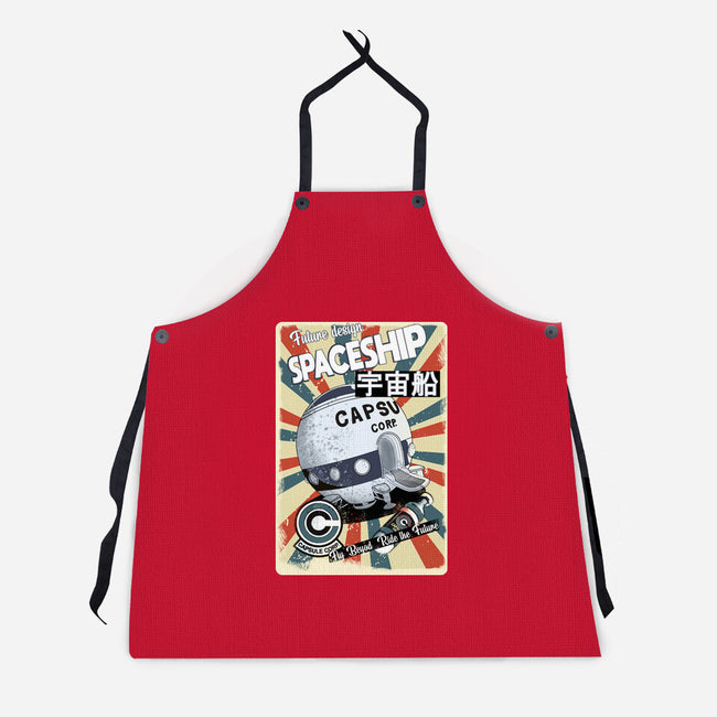 Retro Spaceship-Unisex-Kitchen-Apron-fanfabio