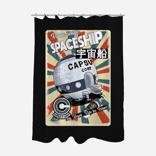 Retro Spaceship-None-Polyester-Shower Curtain-fanfabio
