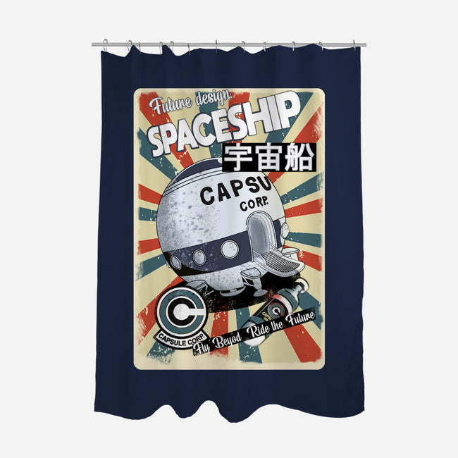 Retro Spaceship-None-Polyester-Shower Curtain-fanfabio