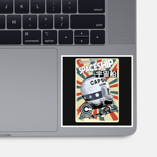 Retro Spaceship-None-Glossy-Sticker-fanfabio