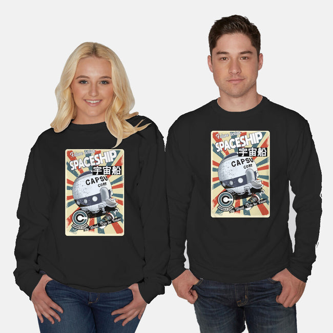 Retro Spaceship-Unisex-Crew Neck-Sweatshirt-fanfabio