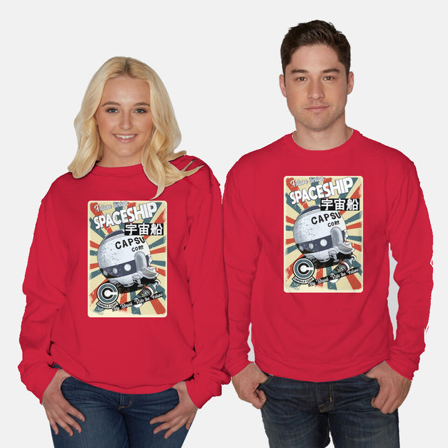 Retro Spaceship-Unisex-Crew Neck-Sweatshirt-fanfabio