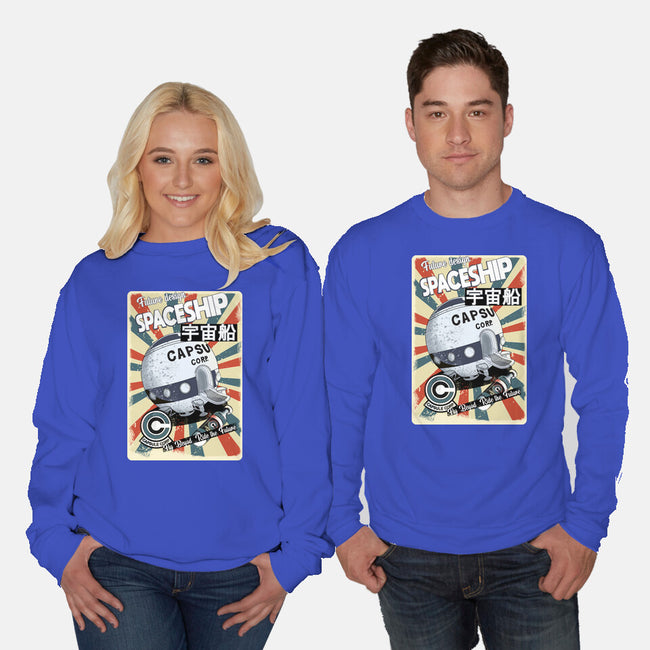 Retro Spaceship-Unisex-Crew Neck-Sweatshirt-fanfabio