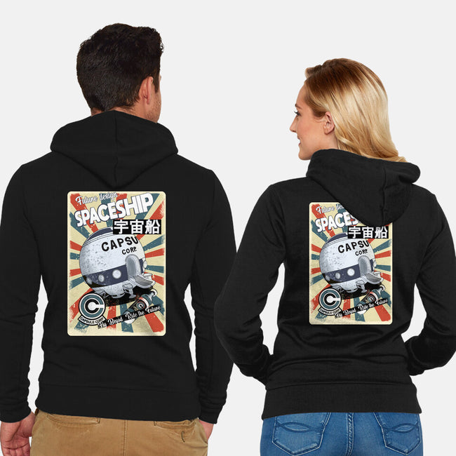 Retro Spaceship-Unisex-Zip-Up-Sweatshirt-fanfabio