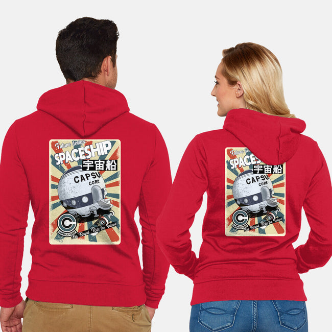 Retro Spaceship-Unisex-Zip-Up-Sweatshirt-fanfabio