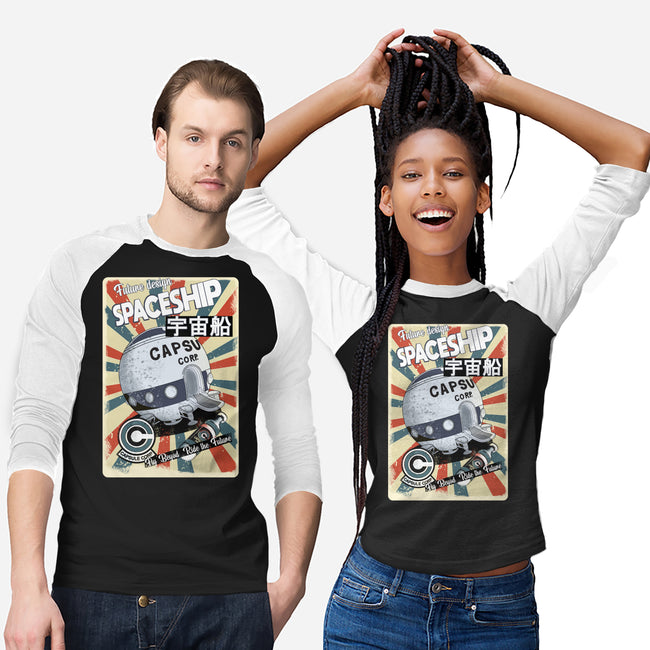 Retro Spaceship-Unisex-Baseball-Tee-fanfabio