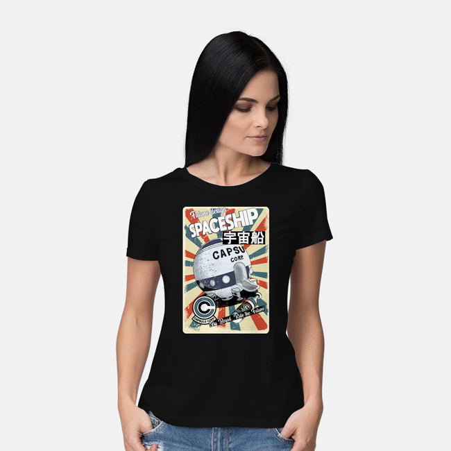 Retro Spaceship-Womens-Basic-Tee-fanfabio