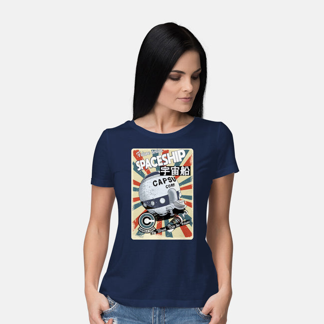 Retro Spaceship-Womens-Basic-Tee-fanfabio