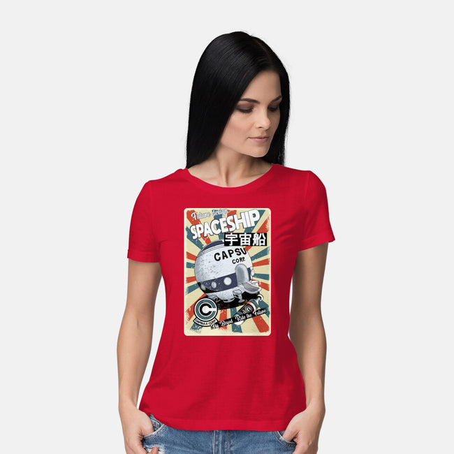 Retro Spaceship-Womens-Basic-Tee-fanfabio
