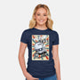 Retro Spaceship-Womens-Fitted-Tee-fanfabio