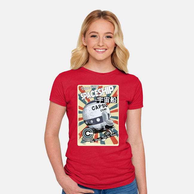 Retro Spaceship-Womens-Fitted-Tee-fanfabio