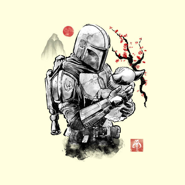 Hunter And Alien Baby Sumi-e-None-Glossy-Sticker-Astrobot Invention