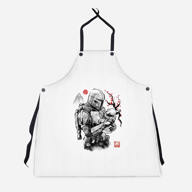 Hunter And Alien Baby Sumi-e-Unisex-Kitchen-Apron-Astrobot Invention