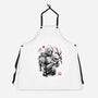 Hunter And Alien Baby Sumi-e-Unisex-Kitchen-Apron-Astrobot Invention