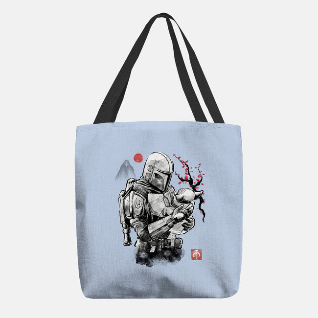Hunter And Alien Baby Sumi-e-None-Basic Tote-Bag-Astrobot Invention