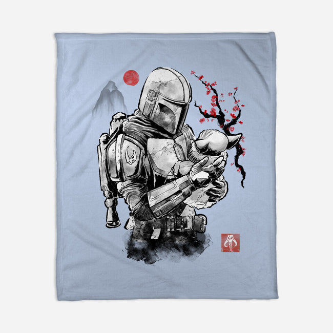 Hunter And Alien Baby Sumi-e-None-Fleece-Blanket-Astrobot Invention