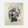 Hunter And Alien Baby Sumi-e-None-Fleece-Blanket-Astrobot Invention