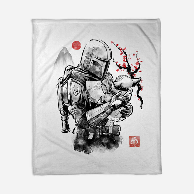 Hunter And Alien Baby Sumi-e-None-Fleece-Blanket-Astrobot Invention