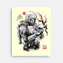 Hunter And Alien Baby Sumi-e-None-Stretched-Canvas-Astrobot Invention