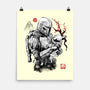 Hunter And Alien Baby Sumi-e-None-Matte-Poster-Astrobot Invention