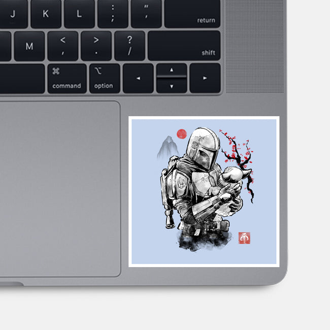 Hunter And Alien Baby Sumi-e-None-Glossy-Sticker-Astrobot Invention