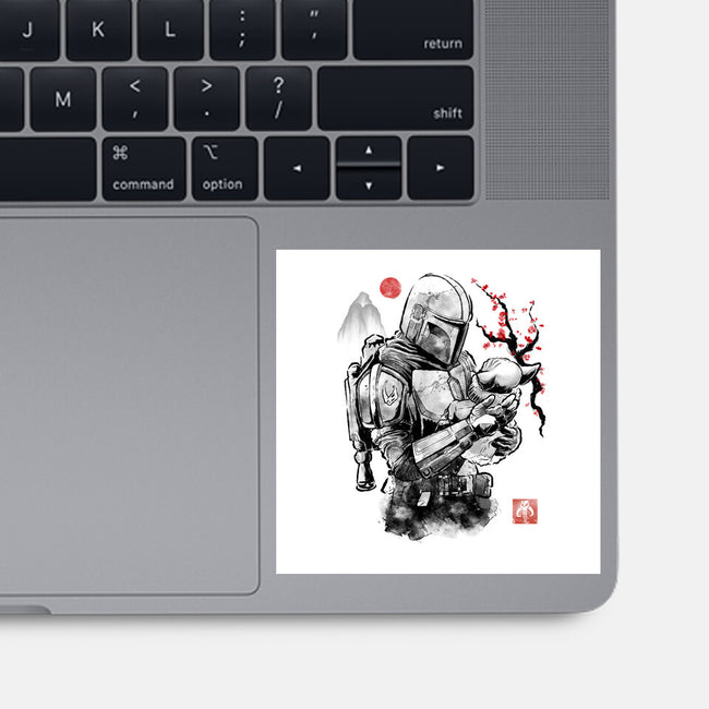 Hunter And Alien Baby Sumi-e-None-Glossy-Sticker-Astrobot Invention
