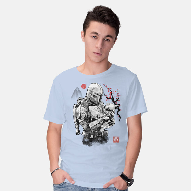 Hunter And Alien Baby Sumi-e-Mens-Basic-Tee-Astrobot Invention