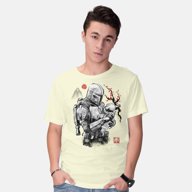 Hunter And Alien Baby Sumi-e-Mens-Basic-Tee-Astrobot Invention