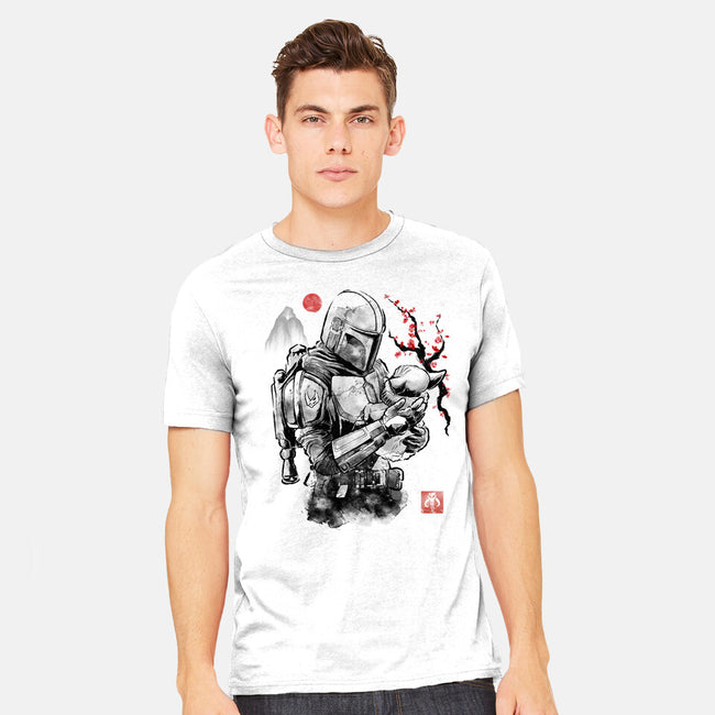 Hunter And Alien Baby Sumi-e-Mens-Heavyweight-Tee-Astrobot Invention