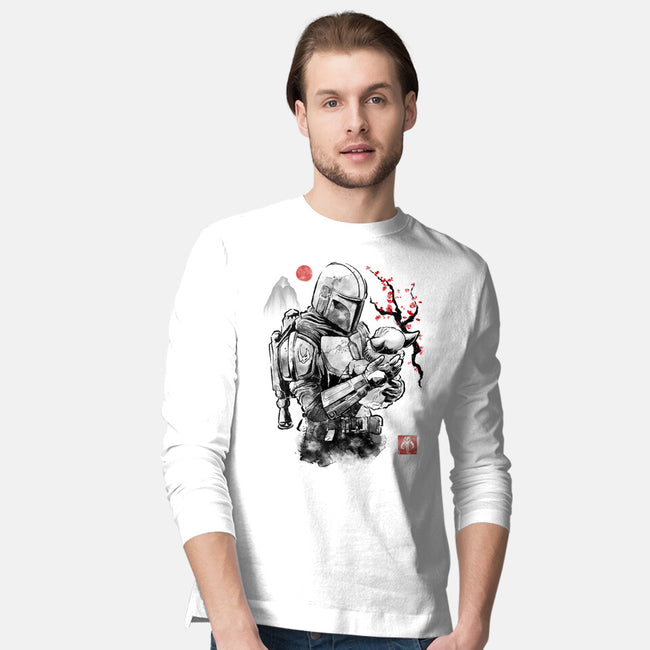 Hunter And Alien Baby Sumi-e-Mens-Long Sleeved-Tee-Astrobot Invention