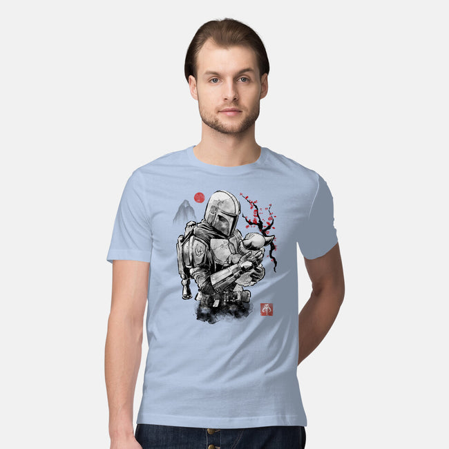 Hunter And Alien Baby Sumi-e-Mens-Premium-Tee-Astrobot Invention