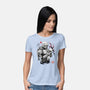 Hunter And Alien Baby Sumi-e-Womens-Basic-Tee-Astrobot Invention