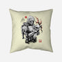 Hunter And Alien Baby Sumi-e-None-Removable Cover w Insert-Throw Pillow-Astrobot Invention