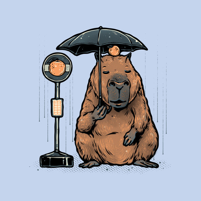 Capybara Bus Stop-Mens-Heavyweight-Tee-glitchygorilla