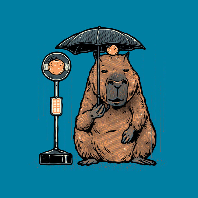Capybara Bus Stop-Mens-Heavyweight-Tee-glitchygorilla