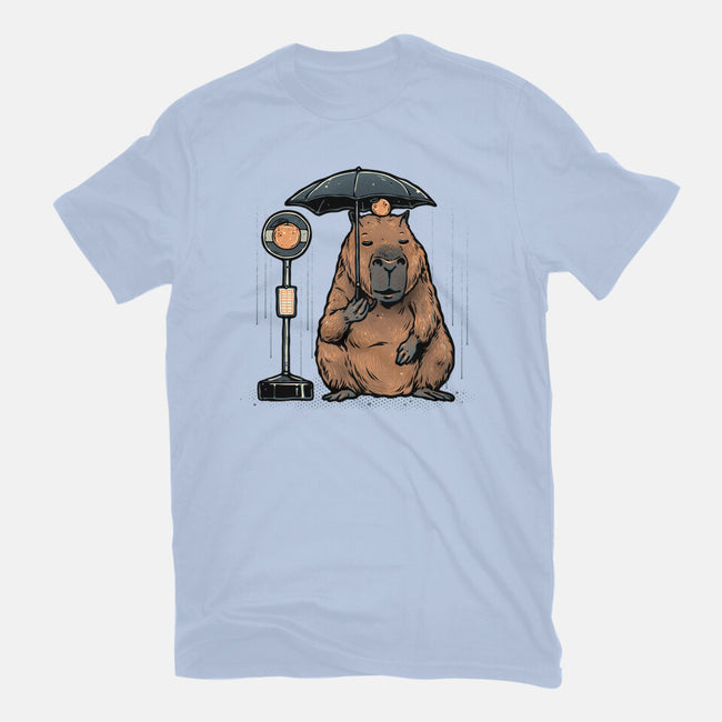 Capybara Bus Stop-Mens-Heavyweight-Tee-glitchygorilla