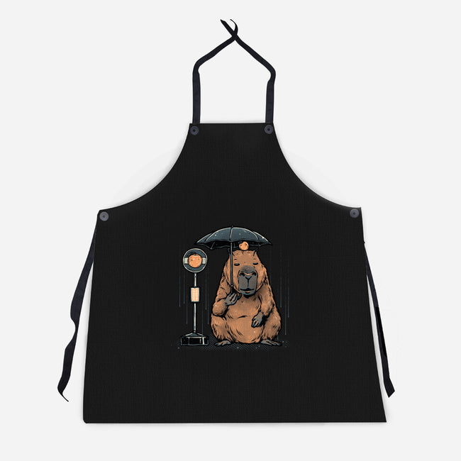 Capybara Bus Stop-Unisex-Kitchen-Apron-glitchygorilla