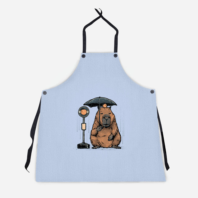 Capybara Bus Stop-Unisex-Kitchen-Apron-glitchygorilla