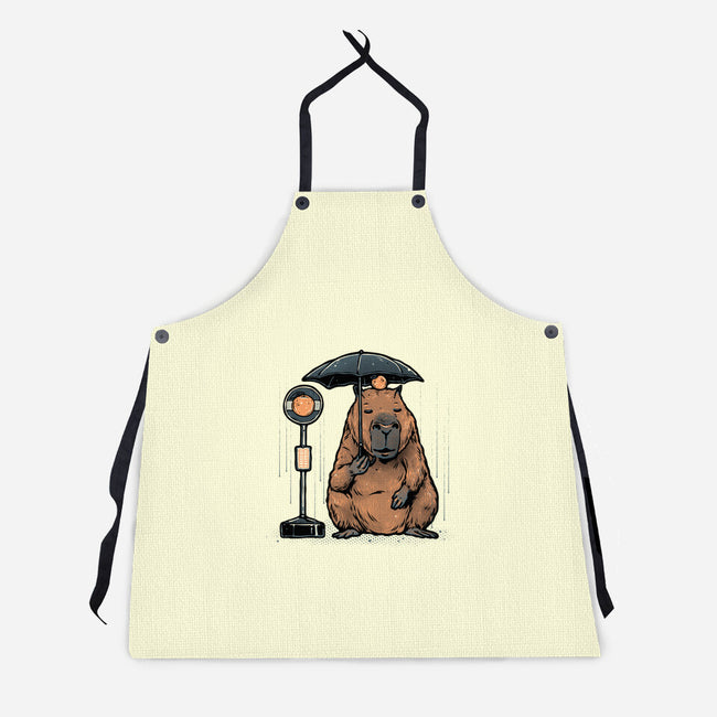 Capybara Bus Stop-Unisex-Kitchen-Apron-glitchygorilla